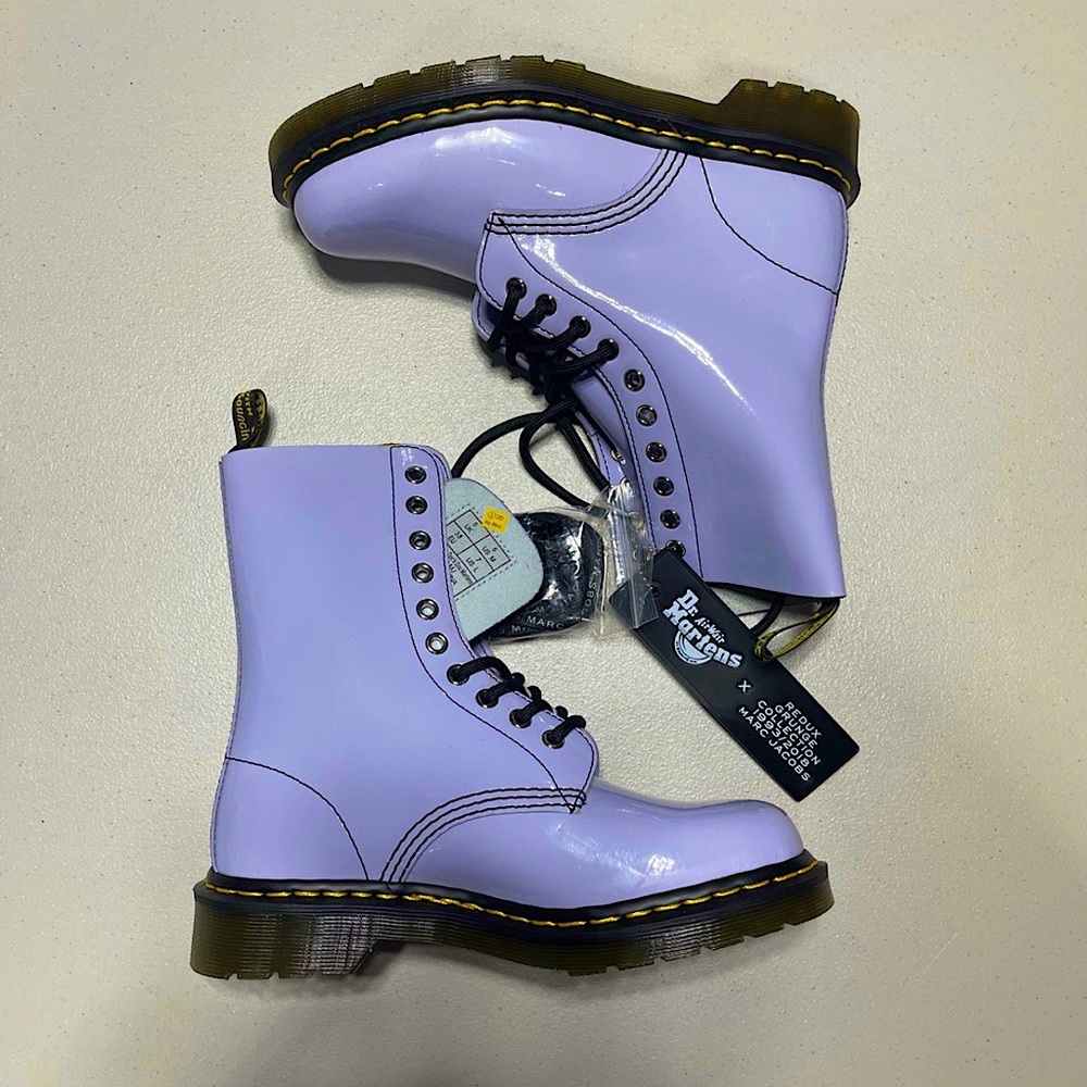 NWT New Marc Jacobs x Dr. Martens Redux Grunge Collection Leather Boot In Lilac